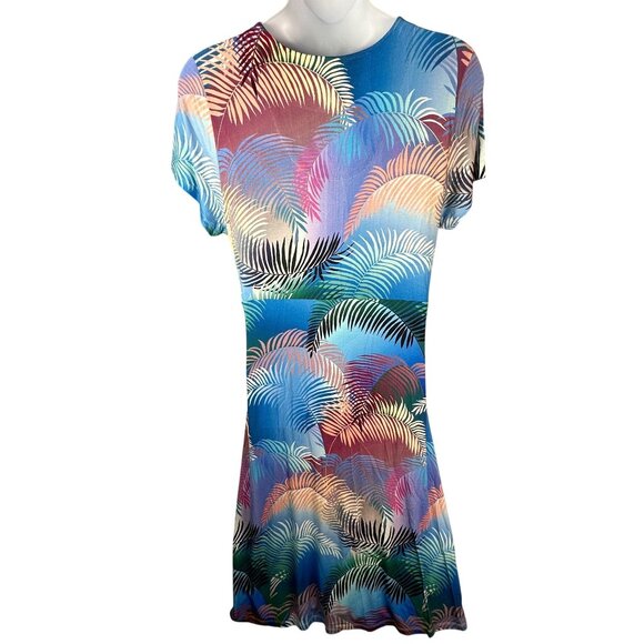 Soft Surroundings Anya Dress Ombre Palms Tropical Print Faux Wrap Plus Size 1X - Picture 3 of 10